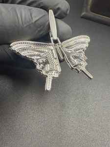 Pendentif Papillon Bicolore en Argent 925, Moissanite Ronde, Diamant, Bijoux Fins Hip Hop, Pendentifs et Breloques pour Hommes, Cadeaux d'Anniversaire - Product Image 5