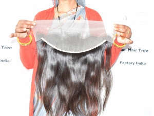 Extensions frontales en cheveux humains indiens Remy, lisses et doux, couleur naturelle noire, cheveux vierges à ondulations profondes, vente en gros - Product Image 3