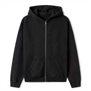Sudadera con capucha unisex de algodón grueso con cremallera, personalizada, lisa, extragrande, con cremallera completa, venta al por mayor, ropa a granel - Product Image 1