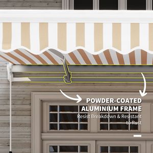 Toldo Retráctil Resistente de 13x8 Pies con Rayas Beige, Cobertura Ajustable para Patio y Brazos Plegables para Toldos de Balcón - Product Image 6