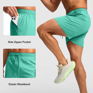 Shorts de course décontractés pour hommes, coupe ample, séchage rapide, respirants, en polyester/coton, avec fermeture éclair à la taille moyenne et poches latérales - Product Image 6