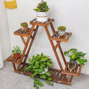 Support à plantes pliable à 3 niveaux en bois massif de qualité supérieure, pour l'intérieur et l'extérieur, étagère de présentation pour pots de fleurs, à prix abordable - Product Image 3