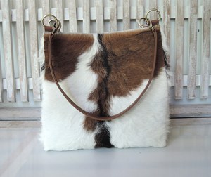 Sac fourre-tout de luxe pour femme en cuir véritable avec fourrure naturelle, fermeture ouverte, sac à bandoulière tendance pour l'été LHTB-0139 - Product Image 2