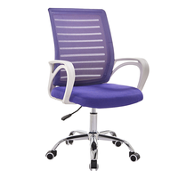 Fabricant Fauteuil de soutien lombaire à dossier moyen Personnel de travail visiteur Bureau de direction Chaise de bureau ergonomique en maille bleue