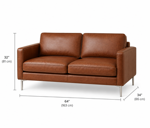 Mid-Century Modern Style Genuine Leather <b>Sofa</b> Premium Upholstered Living Room Couch for Living Room, Apartment in Camel - Product Image 2
