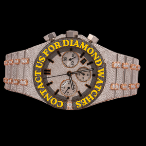 Design Attrayant, Fonctionnalités Multiples, Cadran Rond en Verre, Diamant Moissanite, Bicolore, Résistant à l'Eau, Entièrement Sertie de Diamants, Hip Hop, Nouvelle Collection - Product Image 1