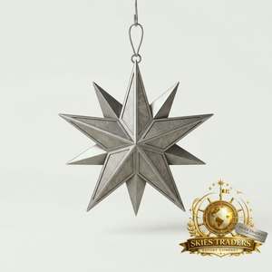 Pendentif étoile en métal argenté ajouré, géométrique à 5 branches, ornement de Noël, étiquette artisanale personnalisée à suspendre pour arbre, vente en gros - Product Image 3