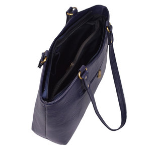 Salva Leather Black Faux Leather Tote Bag Women Soft Handle Zipper Closure Fashion Style Interior Pocket 21L Arcuate Shoulder - Product Image 6