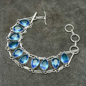 Pulsera de Topacio Azul, Hecha a Mano, Plata de Ley 925, Joyería con Piedra Azul Natural, Pulsera para Mujer, Regalo - Product Image 2