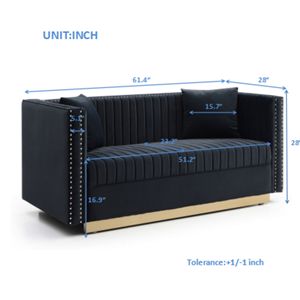 Divano Moderno Contemporaneo a 2 Posti in Velluto Trapuntato con Cuscini Verticali per Soggiorno e Appartamenti - Product Image 6