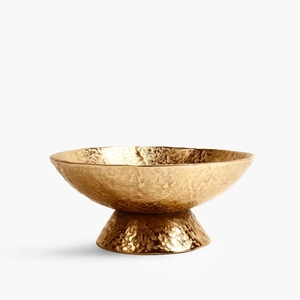 Corbeille à fruits en métal texturé doré, bord brut, décorative, ronde, pour centre de table, bol de rangement, récipient pour hôtel - Product Image 3