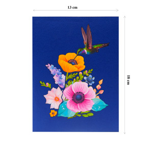Carte de vœux 3D pop-up, design fleur et colibri, carte cadeau artisanale en papier - Product Image 5