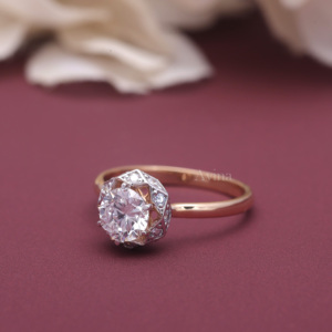 Bague de fiançailles vintage en diamant cultivé en laboratoire certifié IGI, halo hexagonal, argent sterling 925 massif, diamant taille ronde - Product Image 3