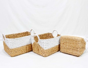Panier de rangement multifonctionnel en jacinthe d'eau écologique moderne avec poignées pour la lessive à la maison - Product Image 1
