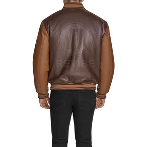 Custom Made <b>High</b> Quality Men's <b>Leather</b> Letterman Jacket Front Logo Casual Winter <b>Top</b> Breathable Eco-Friendly Design Customized - Product Image 3