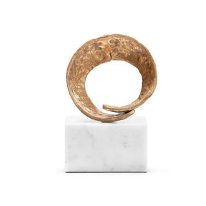 Escultura Circular Abstracta de Aluminio Dorado para Dormitorio, Base de Mármol, Estatua Decorativa Moderna para Mesa de Oficina u Hogar - Product Image 1