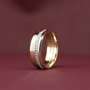 925 Sterling Silver 14K Gold Plated Rose Gold Plated Engagement Hiphop Pave Moissanite Middle Line <b>Large</b> Wide Band <b>Ring</b> - Product Image 5