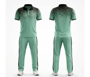 Uniforme de Cricket Personalizado con Estampado por Transferencia, Transpirable, Ligero, 220g, para Hombre, Negro y Verde, Poliéster, Secado Rápido, Conjunto de Jersey y Pantalón - Product Image 3