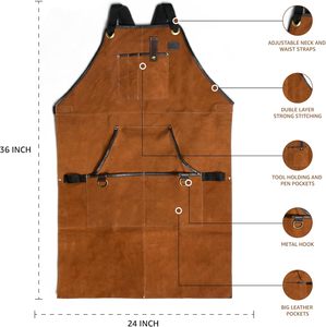 Custom Logo Top Quality Leather Welding <b>Work</b> <b>Apron</b> Hot Sale Fireproof BBQ Cooking Kitchen <b>Aprons</b> Wholesale Home Chef Use <b>Aprons</b> - Product Image 4