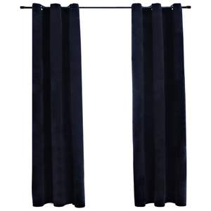 2 pezzi tende in velluto oscurante con anelli 37 "x 95" colore nero eleganti mantovane per l'arredamento della casa - Product Image 1