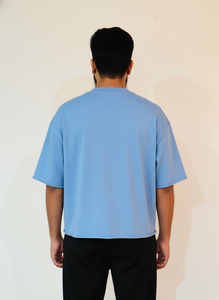 Camiseta de Cuello Redondo Azul Claro Extra Grande para Hombre, Manga Corta, Color Sólido, Estilo Casual, 100% Algodón Jersey, Corte Ajustado - Product Image 6