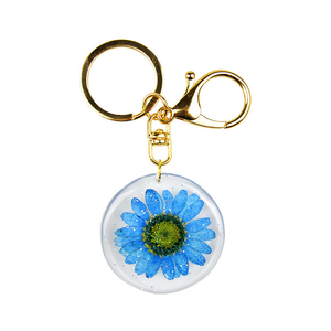 Porte-clés en résine avec fleurs séchées, décoration florale, anneau porte-clés en résine avec fleurs séchées - Product Image 1