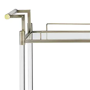 Carrito de Servicio Metálico Artesanal Moderno para Fiestas, Carrito Utilitario de Metal Hecho a Mano para Bebidas, Carrito de Servicio Metálico Seguro para Hoteles de Lujo, Plateado - Product Image 3