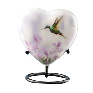 Urne commémorative en cœur pour cendres femmes hommes adulte urne colibri blanc pour femme mâle soigneusement fabriqué à la main funéraire décoratif - Product Image 5