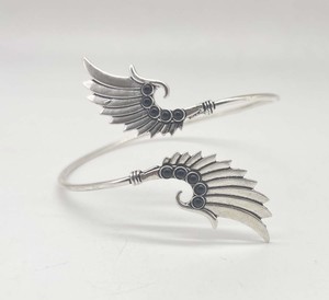 Black Onyx Wing Arm <b>Bracelet</b> Handmade 925 <b>Silver</b> Plated Angel Wing Open Adjustable Arm <b>Cuff</b> Bangle For women - Product Image 5