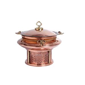 Ensemble de réchauds de buffet haut de gamme, modernes, durables et écologiques, avec couvercle martelé doré et support en treillis en acier inoxydable, pour hôtels et événements - Product Image 1