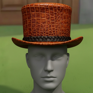 Premium quality custom made Handmade Brown Leather <b>Top</b> Hat Steampunk Gothic Western Hat - Product Image 3