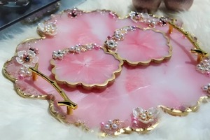 ถาดเรซิ่นตกแต่งหลากสี รูปทรงกลม ของตกแต่งบ้าน ถาดเรซิ่นคุณภาพสูง - Product Image 4