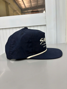 Custom 3D Embroidery Canvas Snapback <b>Cap</b> <b>Navy</b> <b>Blue</b> 6-Panel Flat Bill Unisex Adjustable Street Style Casual Hats - Product Image 3