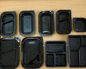 Contenants alimentaires jetables en plastique à 1, 2 ou 4 compartiments avec couvercles, boîtes à lunch noires pour plats à emporter, boîtes d'emballage alimentaire pour la préparation des repas - Product Image 6