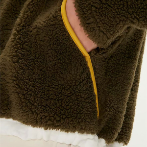 <b>Men's</b> Color Blocking Fleece Hooded Quarter Zip Sweatshirt Regular Fit Casual Autumn Wear White Brown <b>Yellow</b> Trim <b>Men's</b> <b>Hoodies</b> - Product Image 6