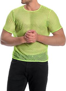 T-shirt respirant pour homme, couleur verte, style streetwear, coupe classique, en maille, vente en gros, t-shirts en maille effet vieilli - Product Image 2