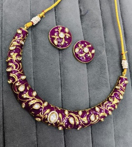 Indian <b>Jewellery</b> Brass <b>Gold</b> Plated Choker <b>Set</b> Trendy Wedding Party and Engagement Jewelry <b>Set</b> for Women Adjustable - Product Image 5