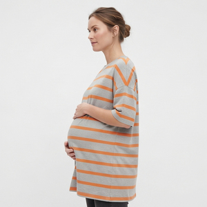 <b>Women</b> Nursing Maternity <b>T</b> <b>Shirts</b> 100% Cotton <b>Long</b> Maternity Tee <b>Shirt</b> Ladies Baggy Striped <b>Line</b> Maternity <b>Long</b> <b>T</b> <b>Shirts</b> <b>Women's</b> - Product Image 4