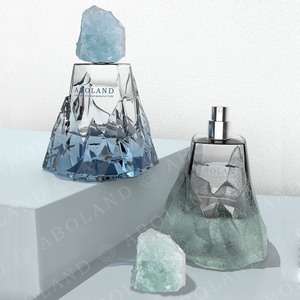 Botella de Perfume de Vidrio ABOLAND con Tapa de Cristal Grabada con Diseño de Montaña, Versiones Azul y Verde - Product Image 2