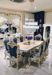 Luxury Highly Crafted Braque <b>Dining</b> Table Set Top Turkish <b>White</b> Gold Finish <b>Dining</b> Table <b>Chairs</b> Set Teak Wood <b>Dining</b> For Usa - Product Image 4