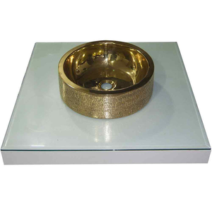 Lavabo de latón para baño con diseño de doble pared exterior, hecho a mano, lavabo decorativo de lujo para el hogar moderno - Product Image 2