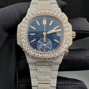 Montre de luxe pour homme en acier inoxydable, style Hip Hop Bling, très tendance, avec diamants Moissanite VVS, sertissage complet pavé, mouvement à quartz, 22 mm, entièrement incrustée - Product Image 1