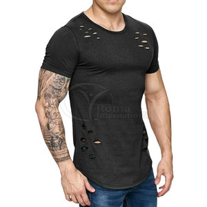 Camiseta de Hombre, Corte Ajustado, Elástica, Desgastada, Manga Corta, Verano, Moda, Personalizada, Casual - Product Image 4