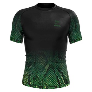 Men's Neon Green Long Sleeve Compression Shirt Quick Dry Slim Fit Sporty O-Neck Base <b>Layer</b> Training <b>Top</b> 320g Jersey - Product Image 2