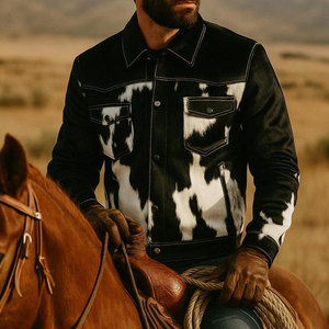 Men Genuine Cowhide <b>Racer</b> <b>Jacket</b> Full Sleeve Sleek Motorcycle Design Durable Leather Windproof Construction for Everyday Fashion - Product Image 5