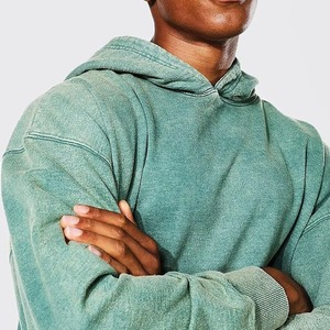 Sweat à capuche personnalisé pour homme, style streetwear hiver, coupe classique, 300g, 100% coton épais, délavé à l'acide, doublure polaire, poche respirante - Product Image 3