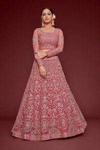 Ensemble de luxe Lehenga Choli en tulle rose poudré, broderie Zari et sequins épais, manches longues, tenue de mariage indienne et pakistanaise, Ghagra 3 pièces - Product Image 2