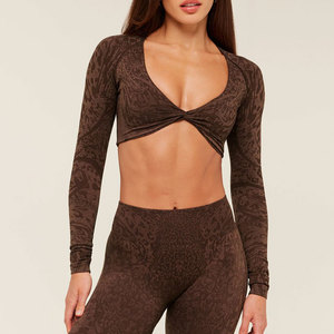 Soutien-gorge de sport athlétique pour femme, coupe ajustée, sans manches, col en V, séchage rapide, en coton tricoté et élasthanne - Product Image 5