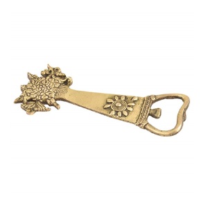 Ouvre-bouteille en laiton doré à motif floral, accessoire de bar vintage, cadeau pour bar à domicile - Product Image 1