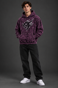 Sweat à capuche violet délavé pour homme, motif personnalisé, streetwear, pull molletonné, coupe oversize, mode décontractée, vente en gros OEM - Product Image 6